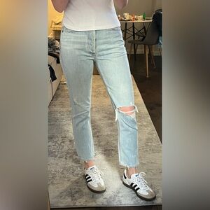 Agolde Light Blue Riley Crop Jeans